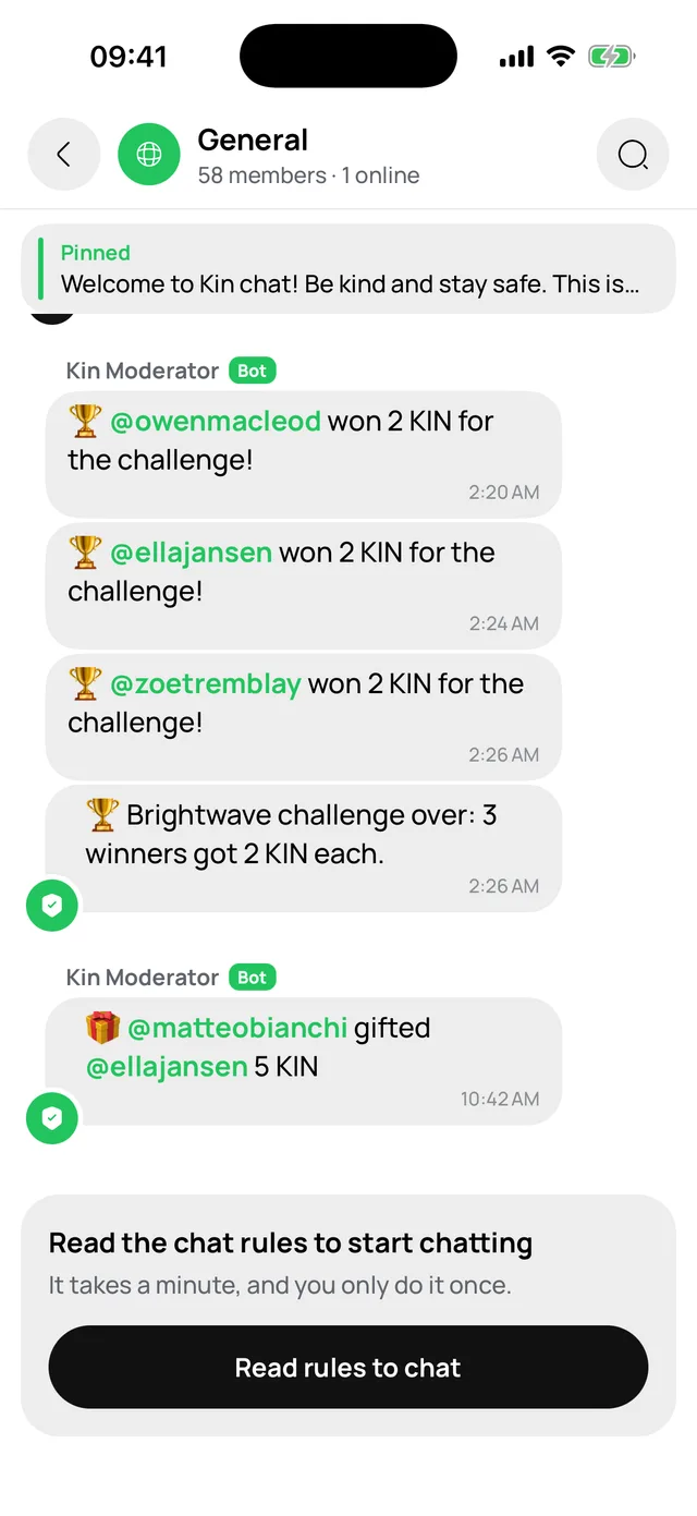 A Kin ID group chat
